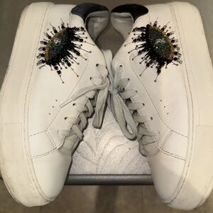 Embroidered Eye White Sneakers